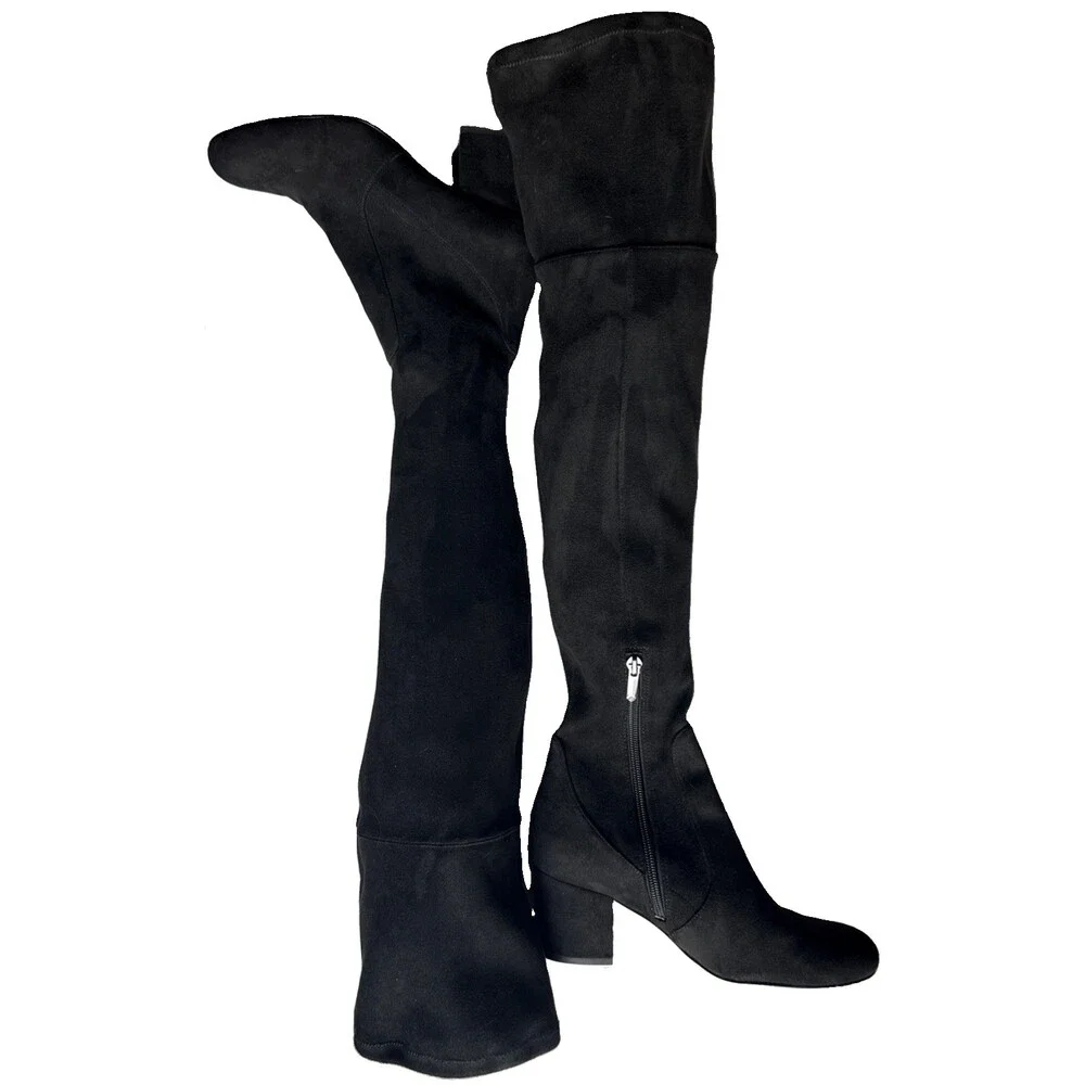 Sam Edelman Varona Over The Knee Boots Chunky Heel Round Toe Black Size 6.5